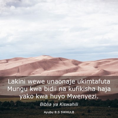 Picture 03 - Ayubu 8:5 SWHULB - Lakini wewe unaonaje ukimtafuta Mungu kwa bidii - Bible Verse Picture