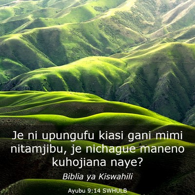 Picture 03 - Ayubu 9:14 SWHULB - Je ni upungufu kiasi gani mimi nitamjibu, je - Bible Verse Picture
