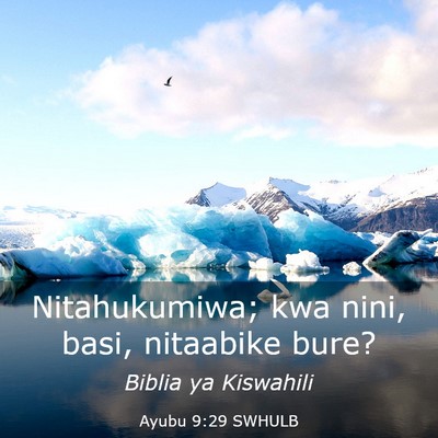 Picture 03 - Ayubu 9:29 SWHULB - Nitahukumiwa; kwa nini, basi, nitaabike - Bible Verse Picture