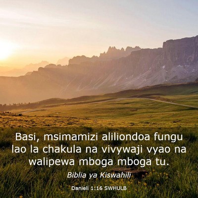 Picture 03 - Danieli 1:16 SWHULB - Basi, msimamizi aliliondoa fungu lao la chakula - Bible Verse Picture