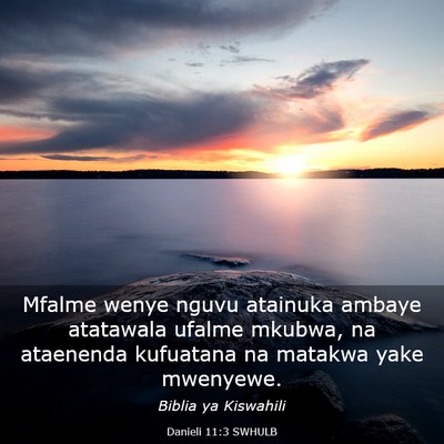 Picture 03 - Danieli 11:3 SWHULB - Mfalme wenye nguvu atainuka ambaye atatawala - Bible Verse Picture