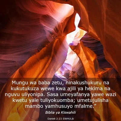 Picture 03 - Danieli 2:23 SWHULB - Mungu wa baba zetu, ninakushukuru na kukutukuza - Bible Verse Picture