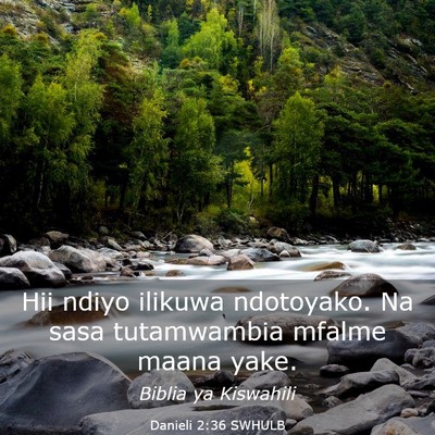 Picture 03 - Danieli 2:36 SWHULB - Hii ndiyo ilikuwa ndotoyako. Na sasa tutamwambia - Bible Verse Picture