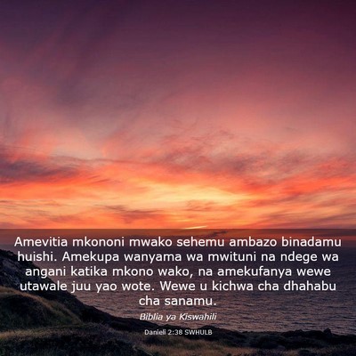 Picture 03 - Danieli 2:38 SWHULB - Amevitia mkononi mwako sehemu ambazo binadamu - Bible Verse Picture