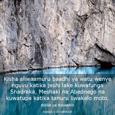 Picture 03 - Danieli 3:20 SWHULB - Kisha aliwaamuru baadhi ya watu wenye nguvu - Bible Verse Picture