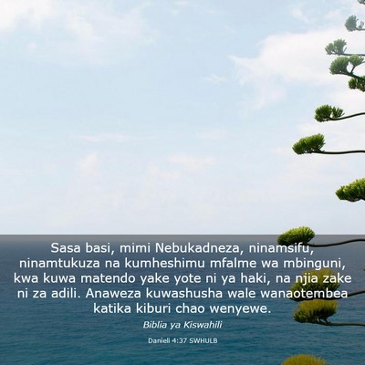Picture 03 - Danieli 4:37 SWHULB - Sasa basi, mimi Nebukadneza, ninamsifu, - Bible Verse Picture
