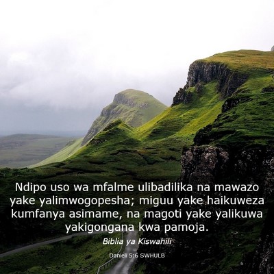 Picture 03 - Danieli 5:6 SWHULB - Ndipo uso wa mfalme ulibadilika na mawazo yake - Bible Verse Picture