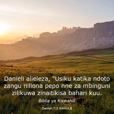 Picture 03 - Danieli 7:2 SWHULB - Danieli alieleza, “Usiku katika ndoto zangu - Bible Verse Picture