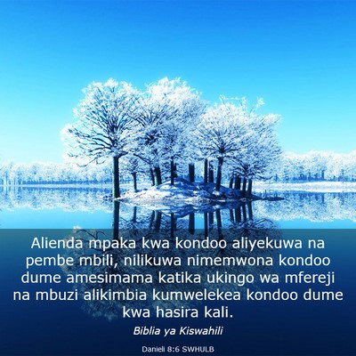 Picture 03 - Danieli 8:6 SWHULB - Alienda mpaka kwa kondoo aliyekuwa na pembe - Bible Verse Picture