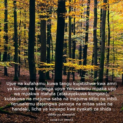 Picture 03 - Danieli 9:25 SWHULB - Ujue na kufahamu kuwa tangu kupitishwa kwa amri - Bible Verse Picture