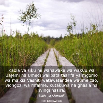 Picture 03 - Esta 1:18 SWHULB - Kabla ya siku hii wanawake wa wakuu wa Uajemi na - Bible Verse Picture