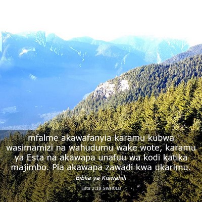 Picture 03 - Esta 2:18 SWHULB - mfalme akawafanyia karamu kubwa wasimamizi na - Bible Verse Picture