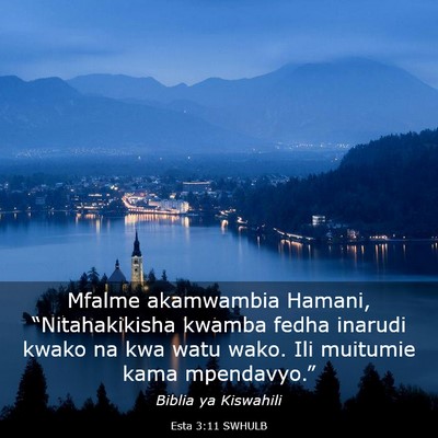 Picture 03 - Esta 3:11 SWHULB - Mfalme akamwambia Hamani, “Nitahakikisha kwamba - Bible Verse Picture