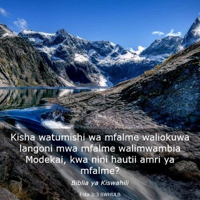 Picture 03 - Esta 3:3 SWHULB - Kisha watumishi wa mfalme waliokuwa langoni mwa - Bible Verse Picture