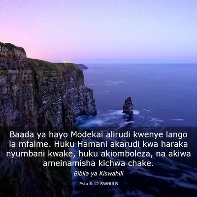 Picture 03 - Esta 6:12 SWHULB - Baada ya hayo Modekai alirudi kwenye lango la - Bible Verse Picture