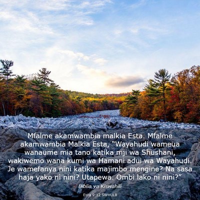 Picture 03 - Esta 9:12 SWHULB - Mfalme akamwambia malkia Esta. Mfalme akamwambia - Bible Verse Picture