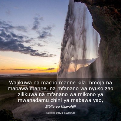 Picture 03 - Ezekieli 10:21 SWHULB - Walikuwa na macho manne kila mmoja na mabawa - Bible Verse Picture