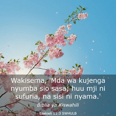Picture 03 - Ezekieli 11:3 SWHULB - Wakisema, 'Mda wa kujenga nyumba sio sasa; huu - Bible Verse Picture