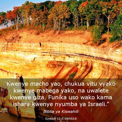 Picture 03 - Ezekieli 12:6 SWHULB - Kwenye macho yao, chukua vitu vyako kwenye mabega - Bible Verse Picture