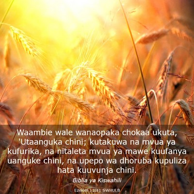 Picture 03 - Ezekieli 13:11 SWHULB - Waambie wale wanaopaka chokaa ukuta, 'Utaanguka - Bible Verse Picture