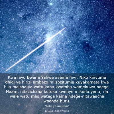 Picture 03 - Ezekieli 13:20 SWHULB - Kwa hiyo Bwana Yahwe asema hivi: Niko kinyume - Bible Verse Picture