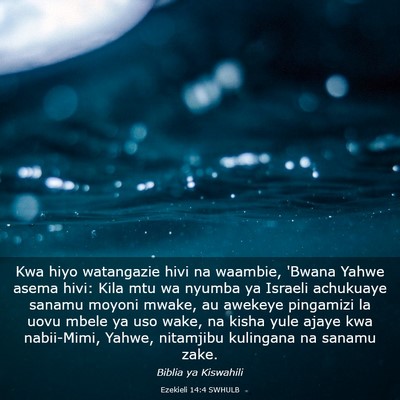 Picture 03 - Ezekieli 14:4 SWHULB - Kwa hiyo watangazie hivi na waambie, 'Bwana Yahwe - Bible Verse Picture