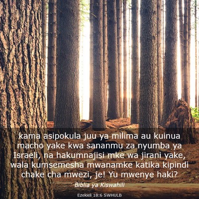 Picture 03 - Ezekieli 18:6 SWHULB - kama asipokula juu ya milima au kuinua macho yake - Bible Verse Picture