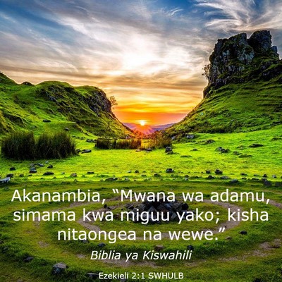 Picture 03 - Ezekieli 2:1 SWHULB - Akanambia, “Mwana wa adamu, simama kwa miguu - Bible Verse Picture