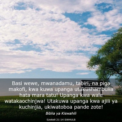 Picture 03 - Ezekieli 21:14 SWHULB - Basi wewe, mwanadamu, tabiri, na piga makofi, kwa - Bible Verse Picture