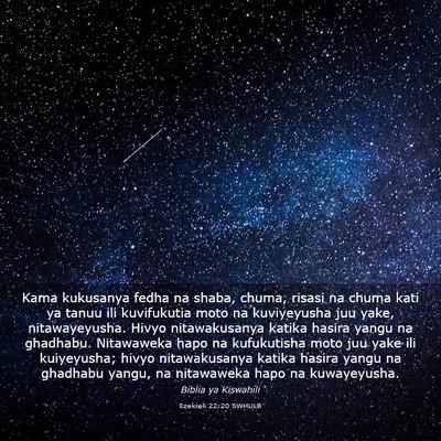 Picture 03 - Ezekieli 22:20 SWHULB - Kama kukusanya fedha na shaba, chuma, risasi na - Bible Verse Picture