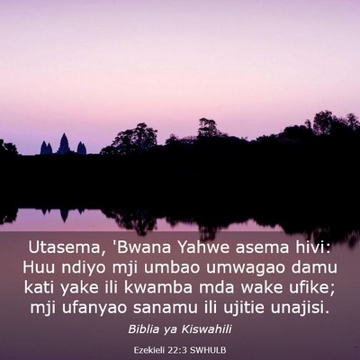 Picture 03 - Ezekieli 22:3 SWHULB - Utasema, 'Bwana Yahwe asema hivi: Huu ndiyo mji - Bible Verse Picture