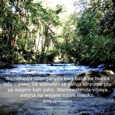 Picture 03 - Ezekieli 22:7 SWHULB - Wamefanya udanganyifu kwa baba na mama ndani - Bible Verse Picture