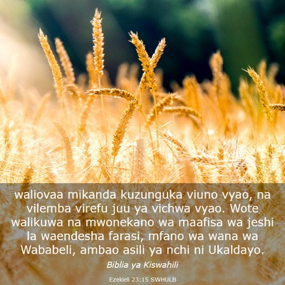 Picture 03 - Ezekieli 23:15 SWHULB - waliovaa mikanda kuzunguka viuno vyao, na vilemba - Bible Verse Picture
