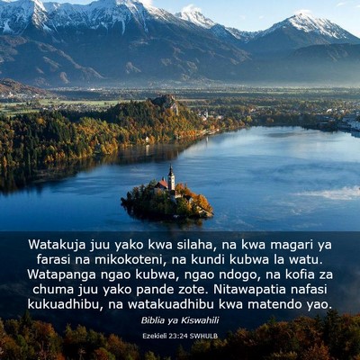 Picture 03 - Ezekieli 23:24 SWHULB - Watakuja juu yako kwa silaha, na kwa magari ya - Bible Verse Picture