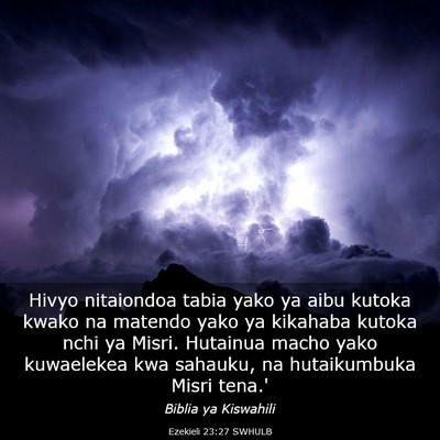 Picture 03 - Ezekieli 23:27 SWHULB - Hivyo nitaiondoa tabia yako ya aibu kutoka kwako - Bible Verse Picture