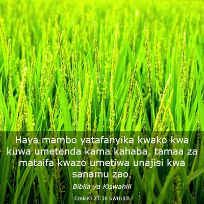 Picture 03 - Ezekieli 23:30 SWHULB - Haya mambo yatafanyika kwako kwa kuwa umetenda - Bible Verse Picture