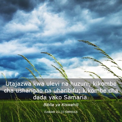 Picture 03 - Ezekieli 23:33 SWHULB - Utajazwa kwa ulevi na huzuni, kikombe cha - Bible Verse Picture