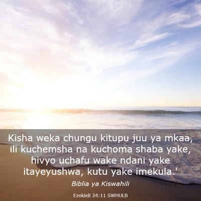 Picture 03 - Ezekieli 24:11 SWHULB - Kisha weka chungu kitupu juu ya mkaa, ili - Bible Verse Picture