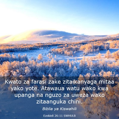 Picture 03 - Ezekieli 26:11 SWHULB - Kwato za farasi zake zitaikanyaga mitaa yako - Bible Verse Picture