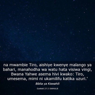 Picture 03 - Ezekieli 27:3 SWHULB - na mwambie Tiro, aishiye kwenye malango ya - Bible Verse Picture
