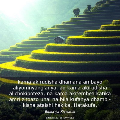 Picture 03 - Ezekieli 33:15 SWHULB - kama akirudisha dhamana ambayo aliyomnyang'anya, - Bible Verse Picture