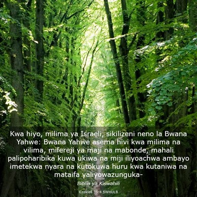 Picture 03 - Ezekieli 36:4 SWHULB - Kwa hiyo, milima ya Israeli, sikilizeni neno la - Bible Verse Picture