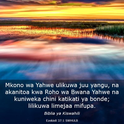 Picture 03 - Ezekieli 37:1 SWHULB - Mkono wa Yahwe ulikuwa juu yangu, na akanitoa kwa - Bible Verse Picture