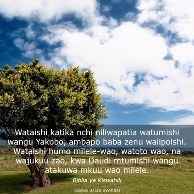 Picture 03 - Ezekieli 37:25 SWHULB - Wataishi katika nchi niliwapatia watumishi wangu - Bible Verse Picture
