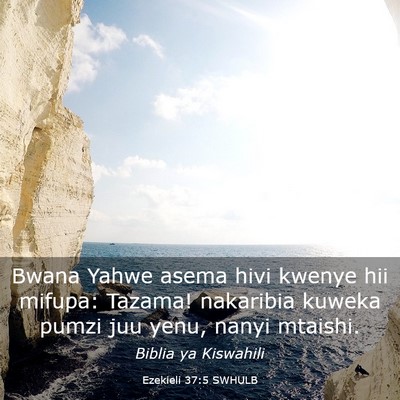 Picture 03 - Ezekieli 37:5 SWHULB - Bwana Yahwe asema hivi kwenye hii mifupa: Tazama! - Bible Verse Picture