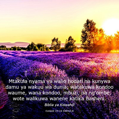Picture 03 - Ezekieli 39:18 SWHULB - Mtakula nyama ya walio hodari na kunywa damu ya - Bible Verse Picture