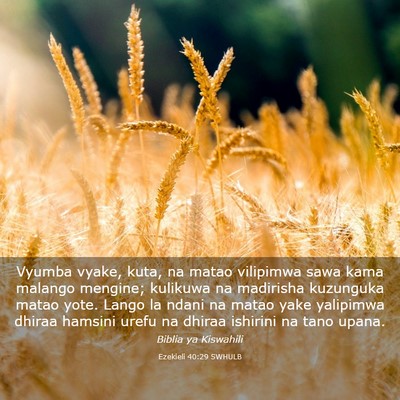 Picture 03 - Ezekieli 40:29 SWHULB - Vyumba vyake, kuta, na matao vilipimwa sawa kama - Bible Verse Picture