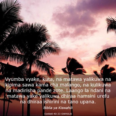 Picture 03 - Ezekieli 40:33 SWHULB - Vyumba vyake, kuta, na matawa yalikuwa na kipima - Bible Verse Picture