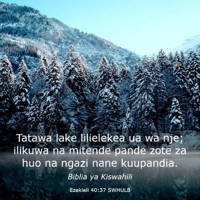 Picture 03 - Ezekieli 40:37 SWHULB - Tatawa lake lilielekea ua wa nje; ilikuwa na - Bible Verse Picture