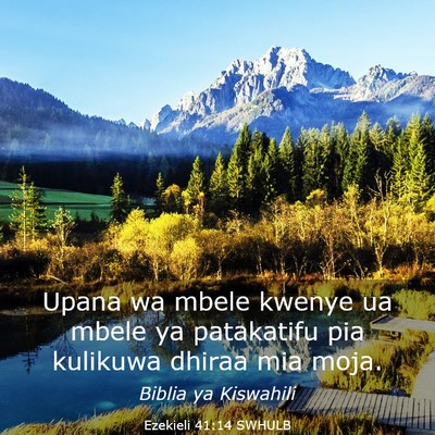 Picture 03 - Ezekieli 41:14 SWHULB - Upana wa mbele kwenye ua mbele ya patakatifu pia - Bible Verse Picture
